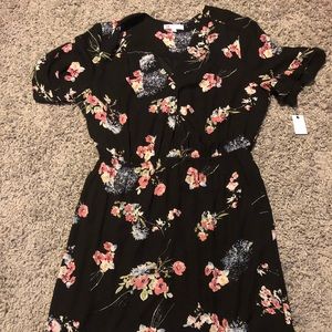 DR2 BLACK SHORT DRESS WITH PINK FLOWERS